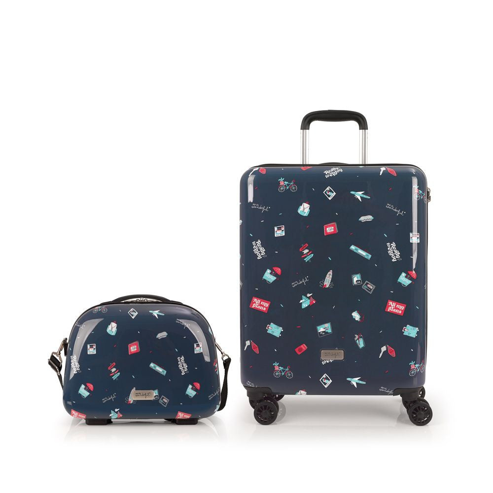 Set Maleta Cabina y Neceser Gabol Mr. Wonderful Plans