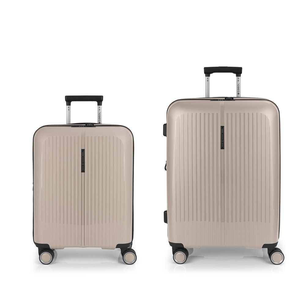 Conjunto de 2 malas rígidas expansíveis, tamanho cabine e médio, com fecho TSA.