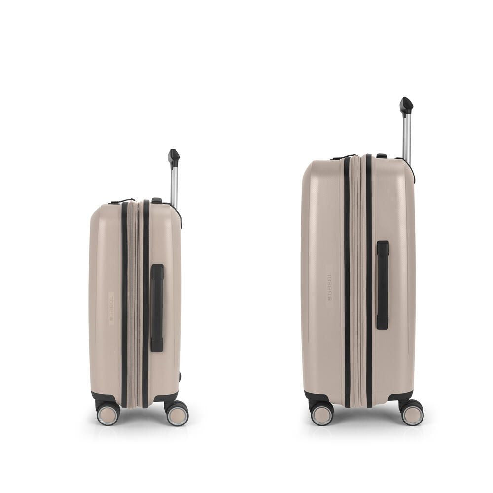 Conjunto de 2 malas rígidas expansíveis, tamanho cabine e médio, com fecho TSA.