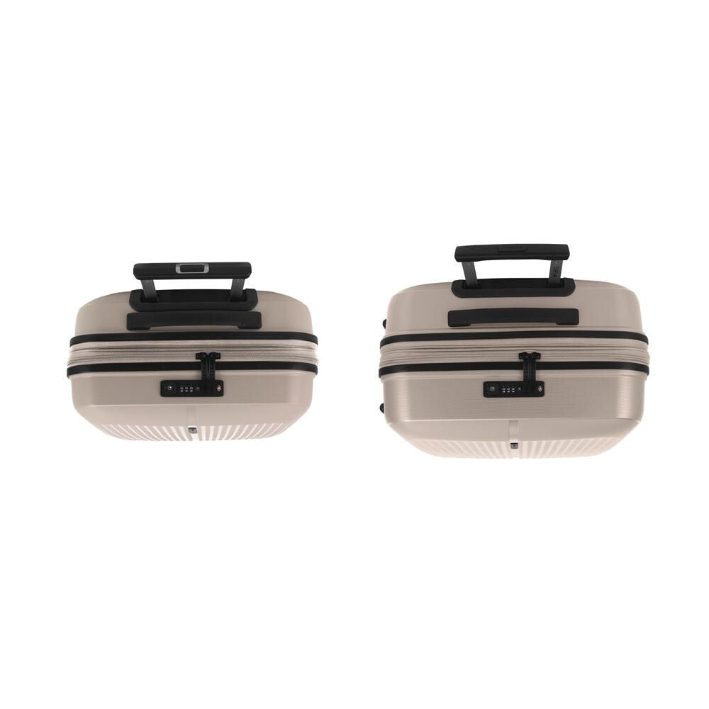 Conjunto de 2 malas rígidas expansíveis, tamanho cabine e médio, com fecho TSA.