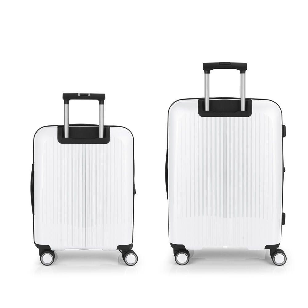 Conjunto de 2 malas rígidas expansíveis, tamanho cabine e médio, com fecho TSA.